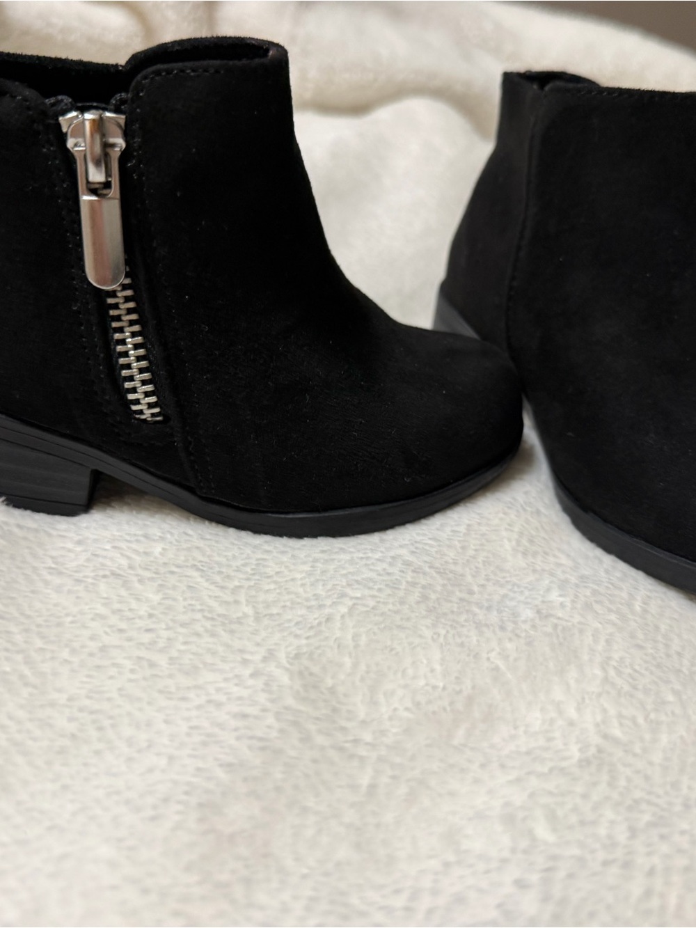 jumping beans Black Suede Side-Zip Ankle Boots for Kids